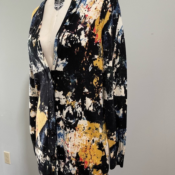 TORY BURCH Simone Patterned Abstract Cardigan Merino Wool {ZZ20} - Picture 3 of 11